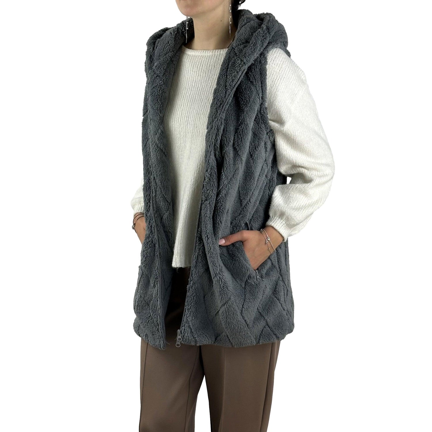 Long Weste in Flauschqualität. Mode von M.X.O. Seidel Moden Onlineshop