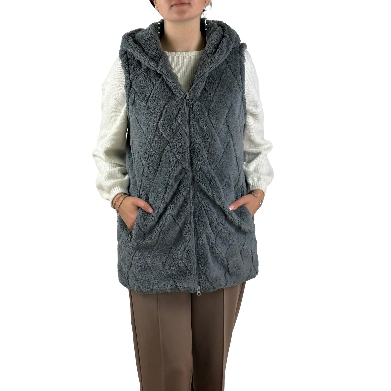 Long Weste in Flauschqualität. Mode von M.X.O. Seidel Moden Onlineshop