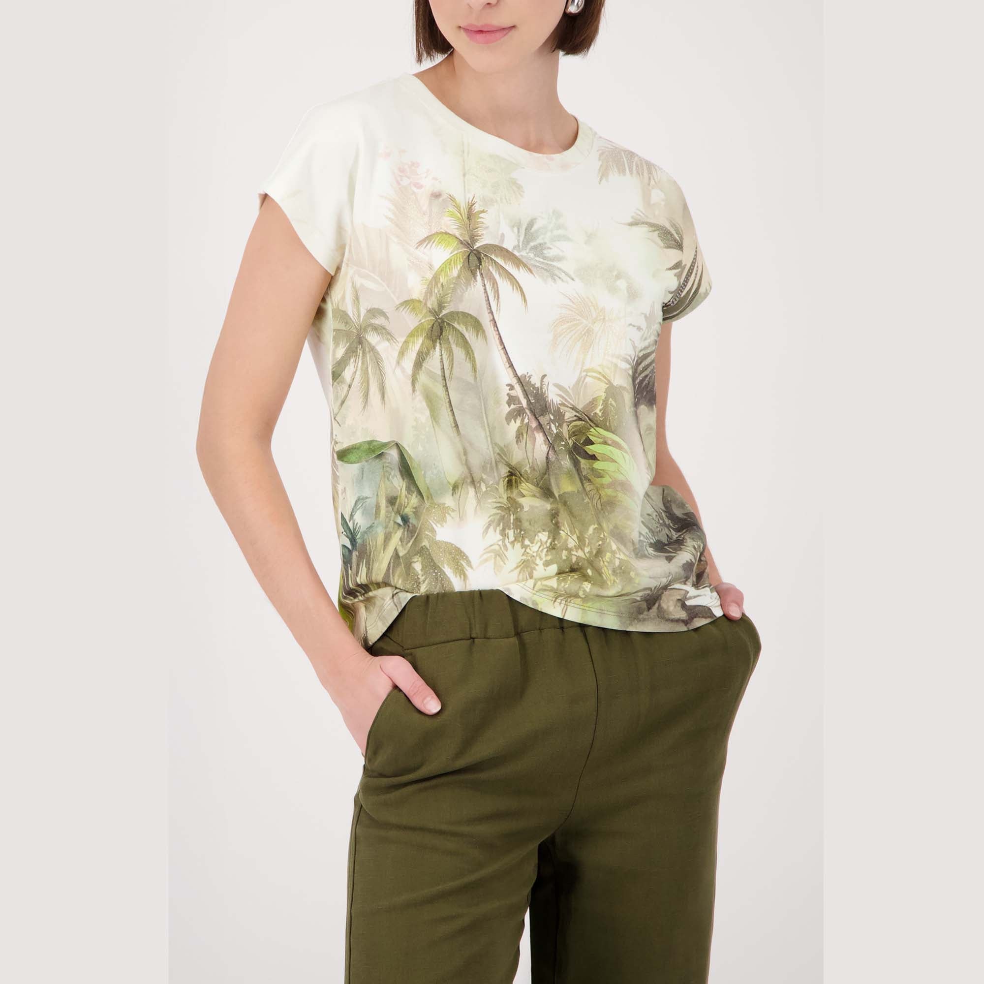 T-Shirt mit tropischen Print - Mode von Monari