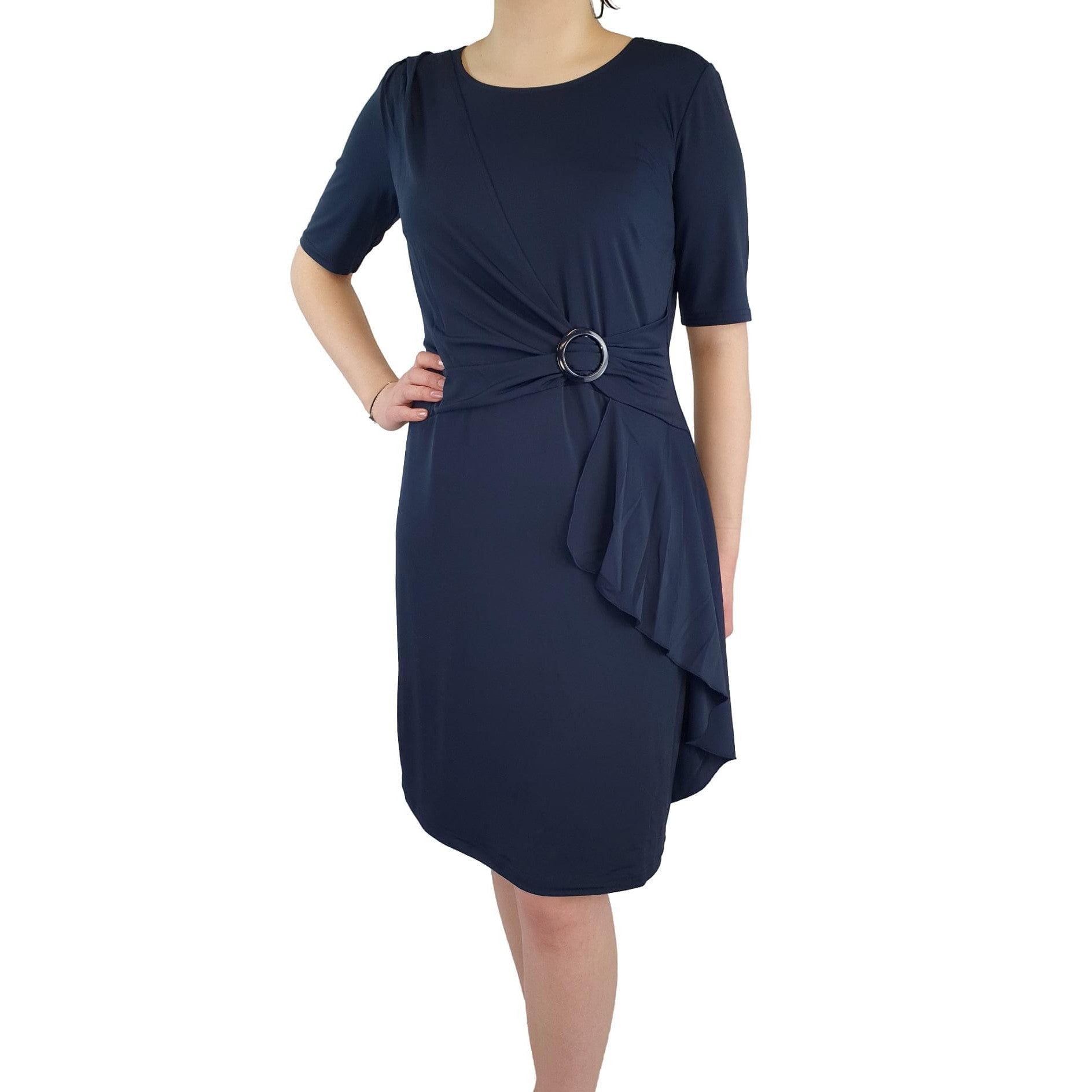 Kleid mit Volant in Wickeloptik. Mode von Betty Barclay. Seidel Moden Onlineshop
