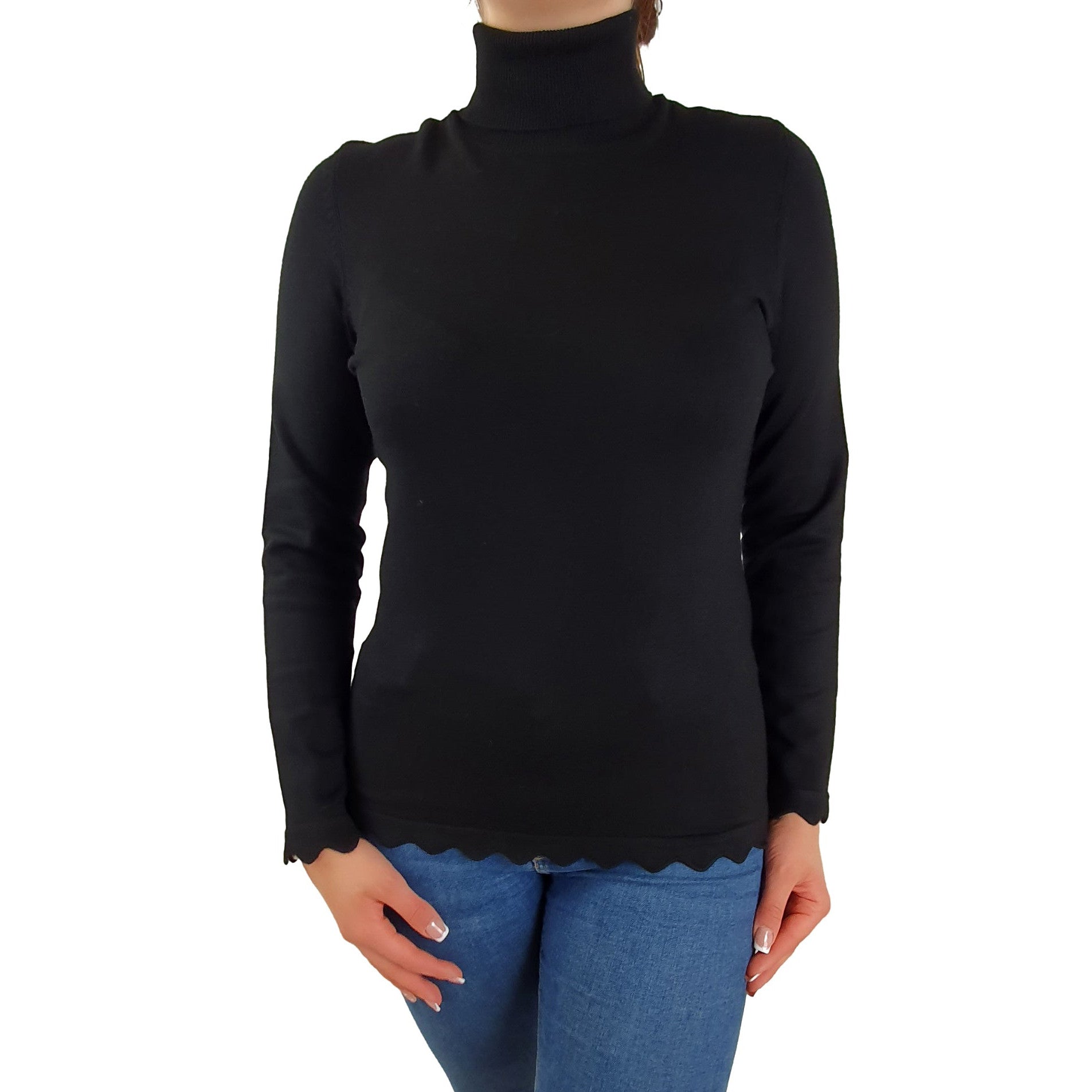 Rollkragenpullover in Feinstrick-Qualität mit gewelltem Saum. Mode von Betty Barclay. Seidel Moden Onlineshop