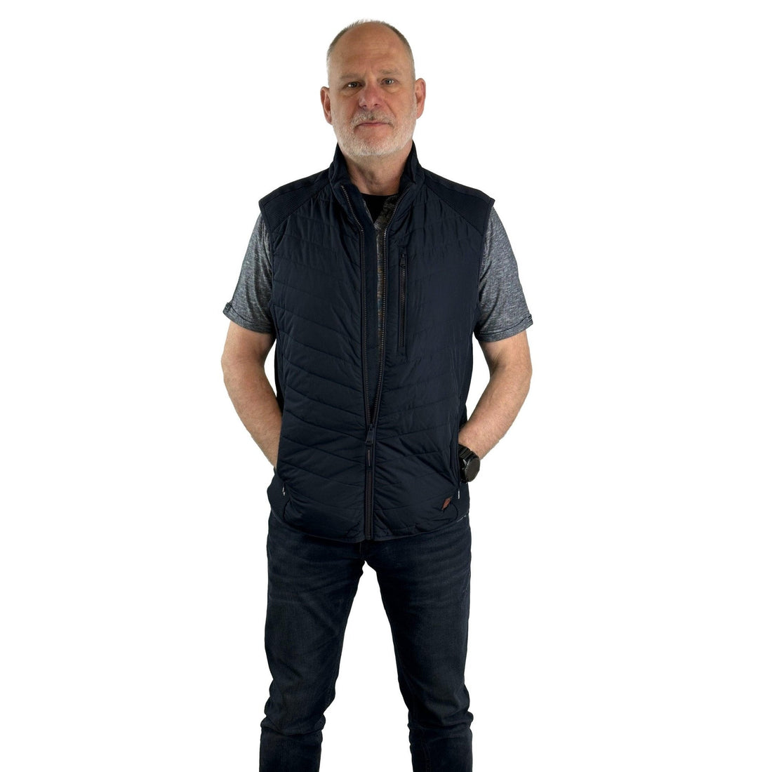 Steppweste aus Materialmix. Mode von Casa Moda. Seidel Moden Onlineshop