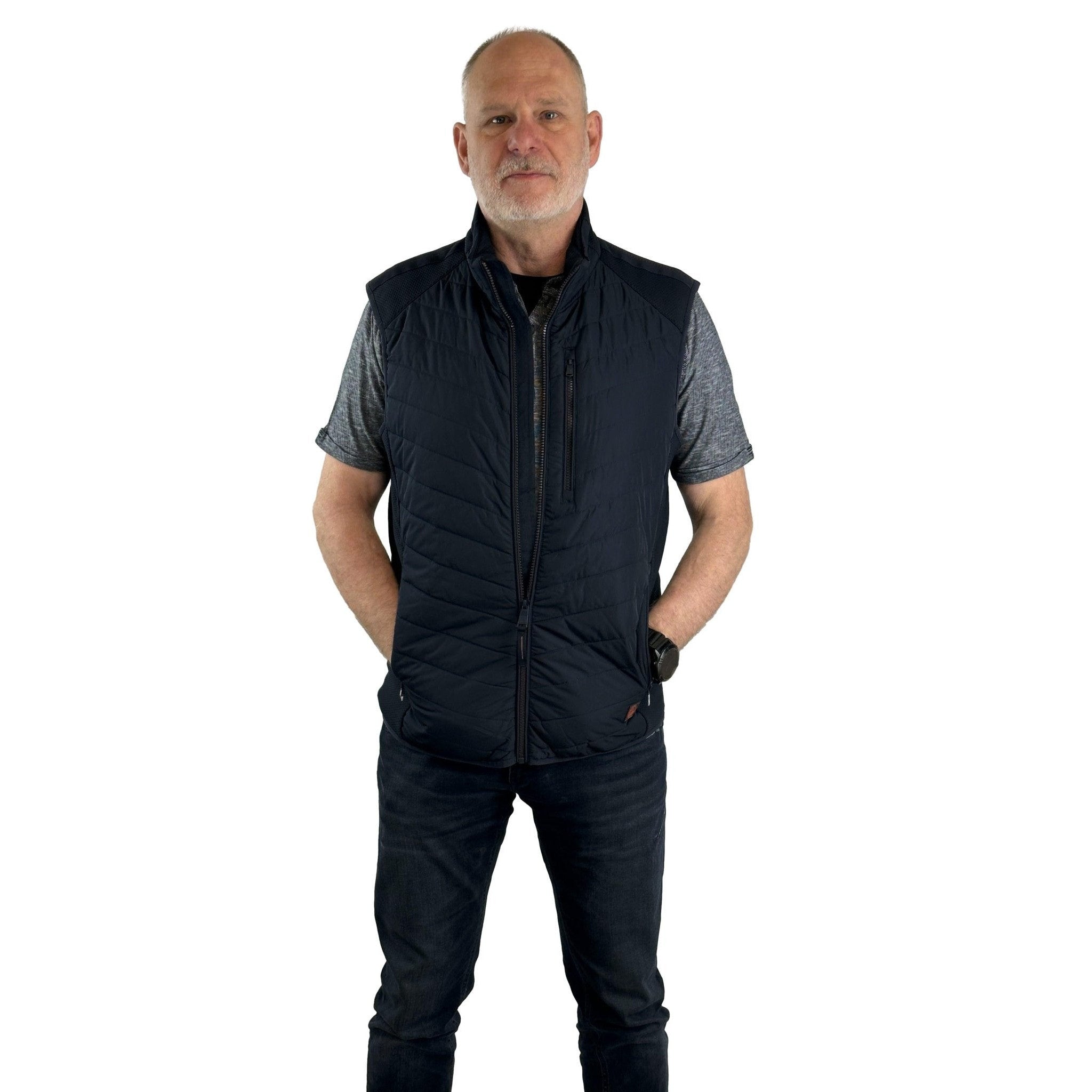 Steppweste aus Materialmix. Mode von Casa Moda. Seidel Moden Onlineshop