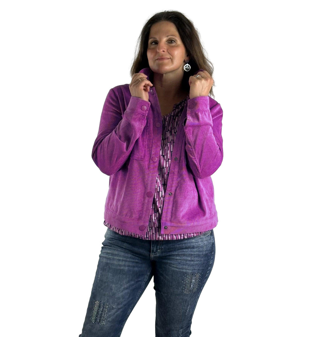 Cordjacke mit praktischen Druckknöpfen. Mode von Cecil. Seidel Moden Onlineshop