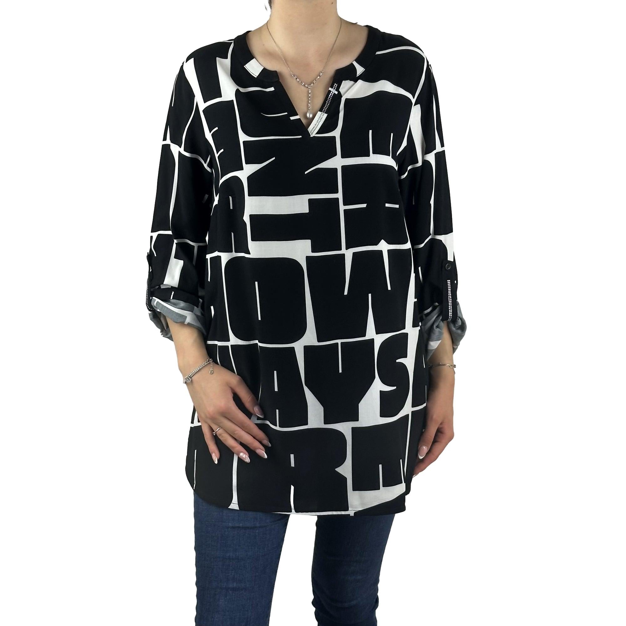 Bluse mit V-Ausschnitt. Mode von Doris Streich. Seidel Moden Onlineshop