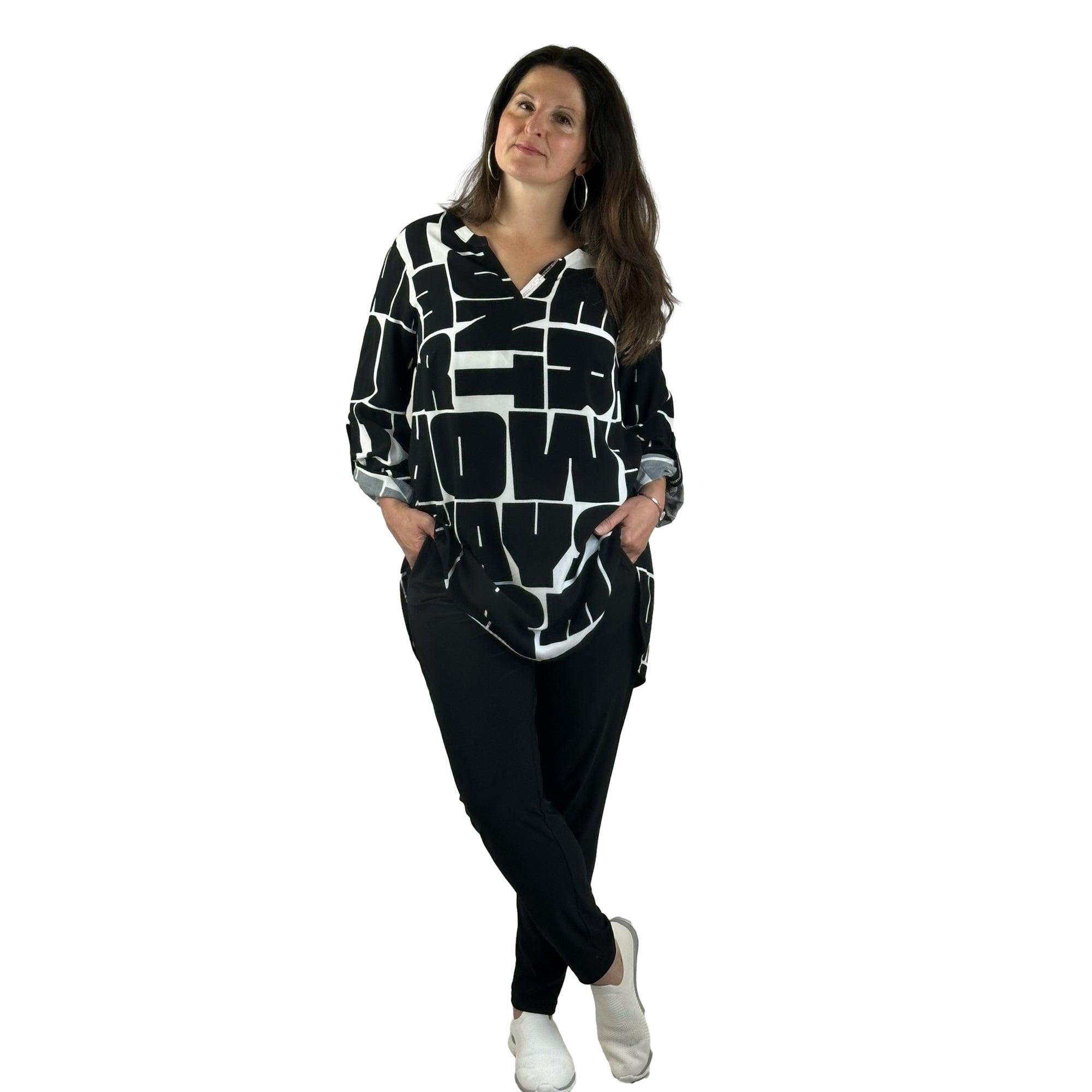 Bluse mit V-Ausschnitt. Mode von Doris Streich. Seidel Moden Onlineshop