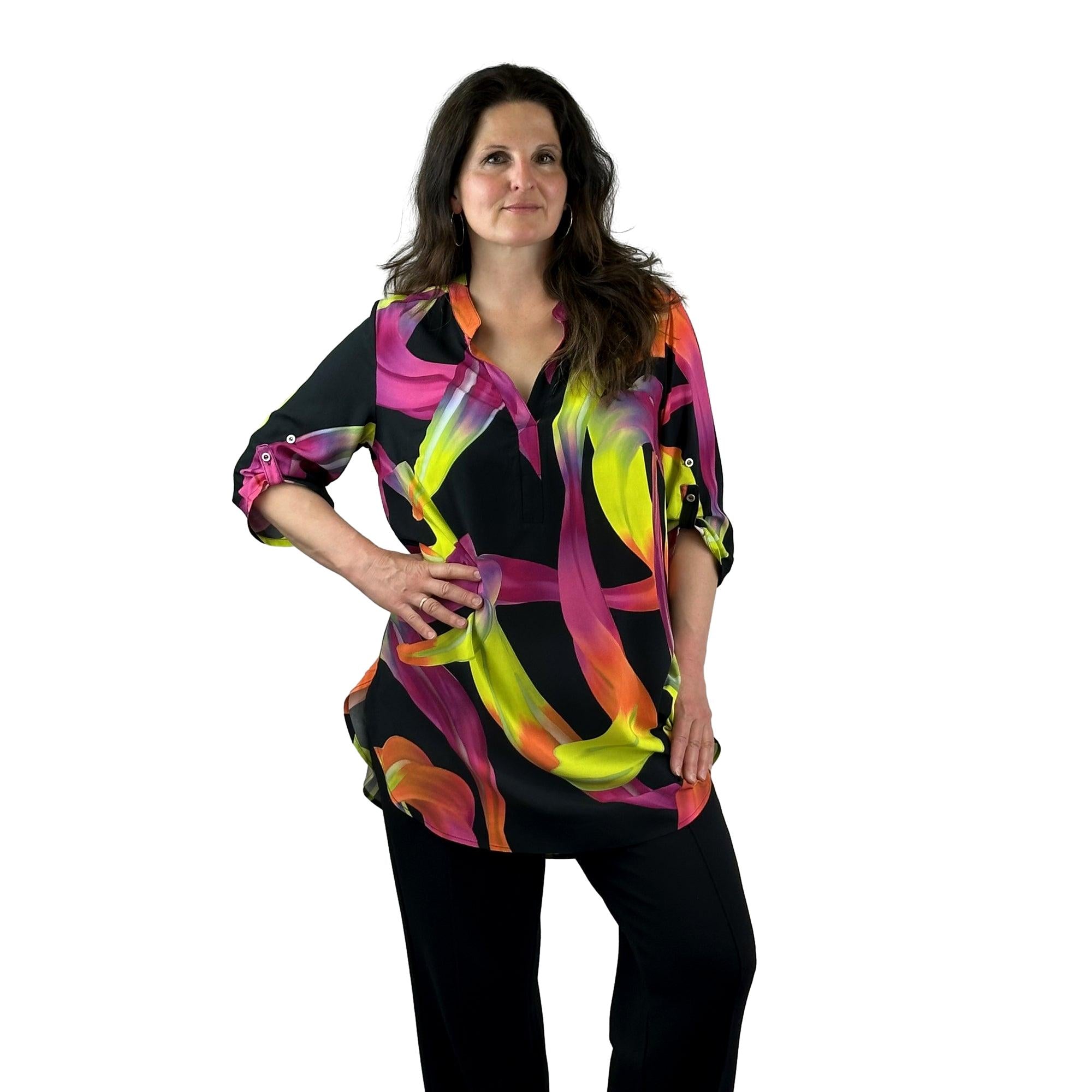 Bluse mit V-Ausschnitt. Mode von Doris Streich. Seidel Moden Onlineshop