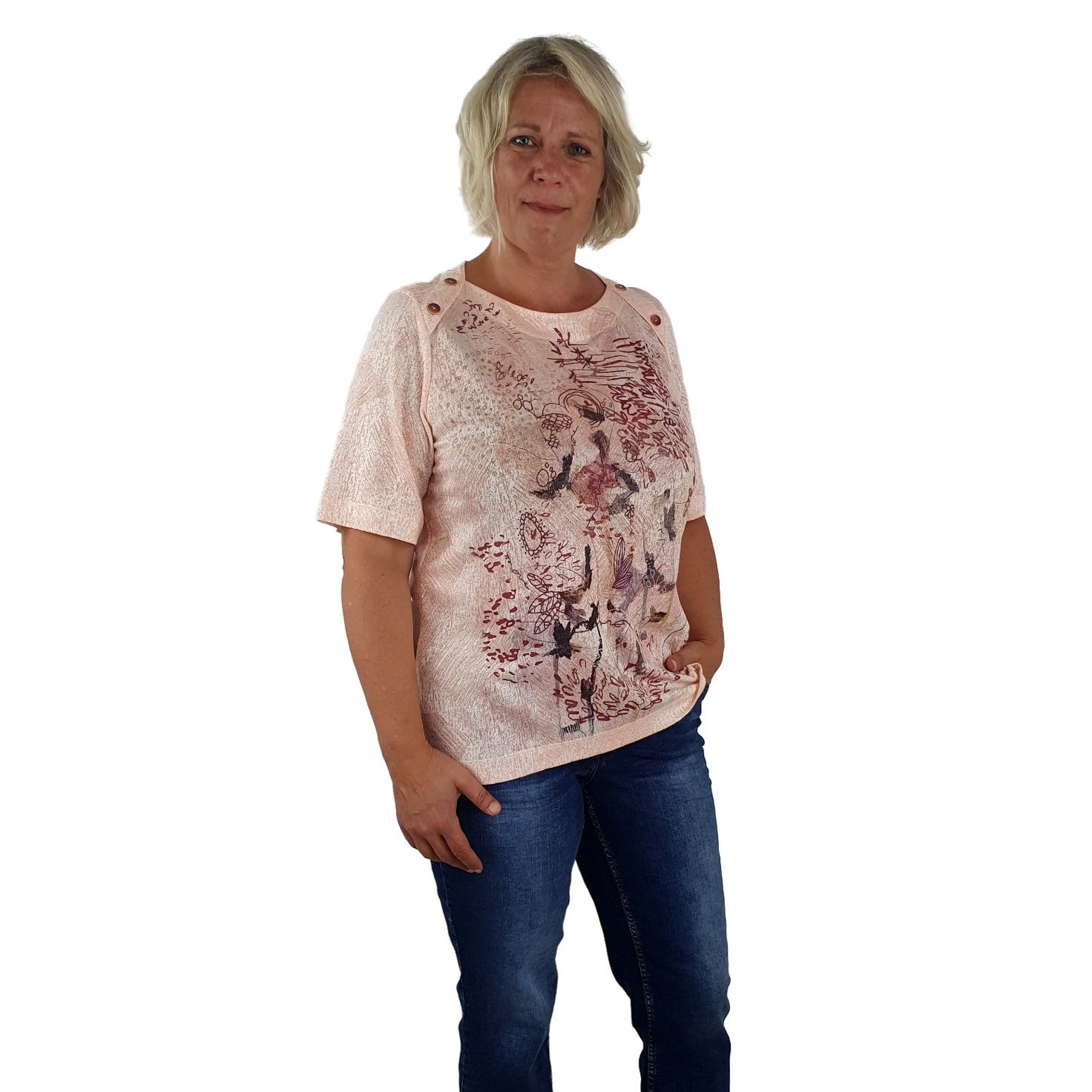 Halbarm Shirt mit floralem Print. Mode von Kalisson. Seidel Moden Onlineshop