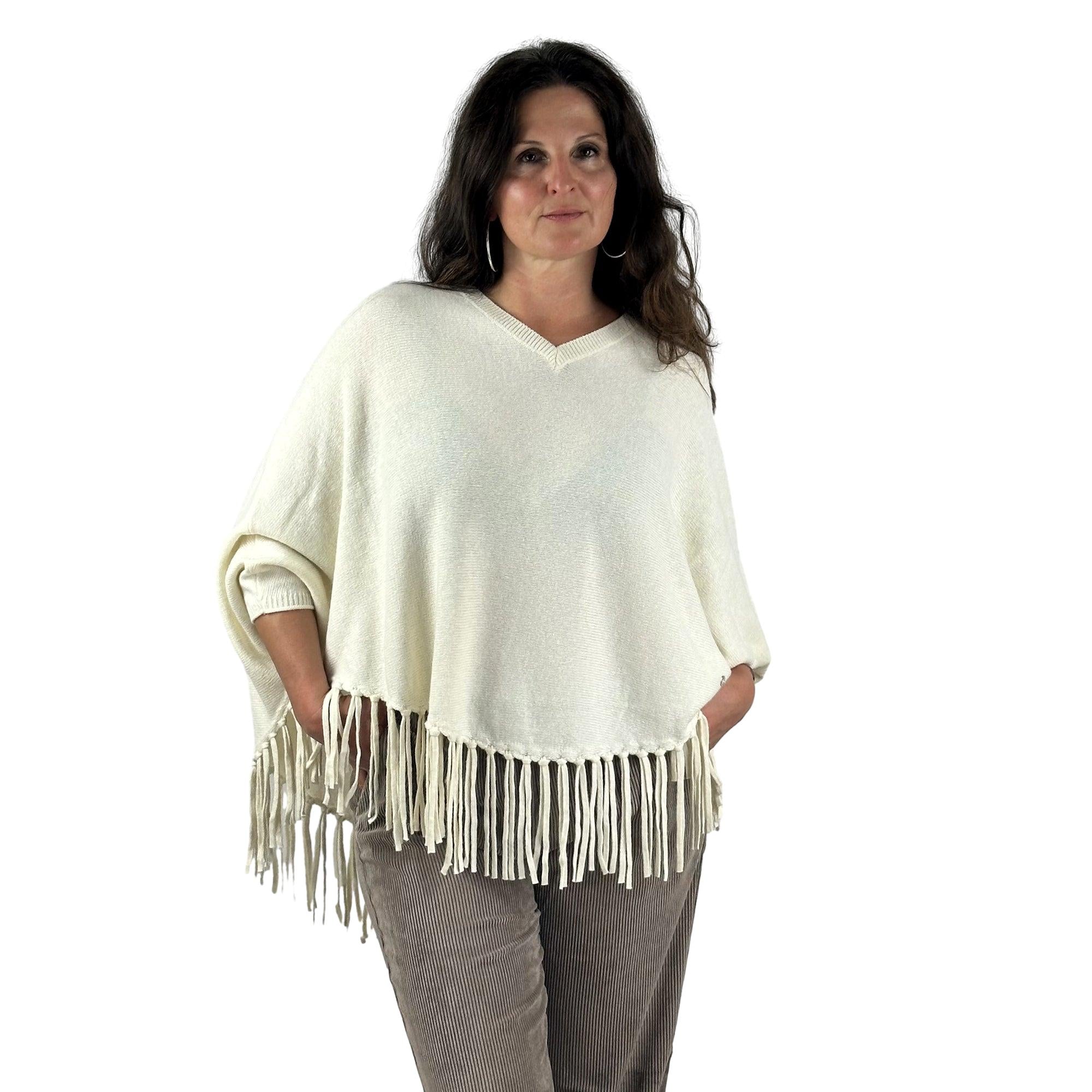Poncho mit Fransen. Mode von Monari. Seidel Moden Onlineshop