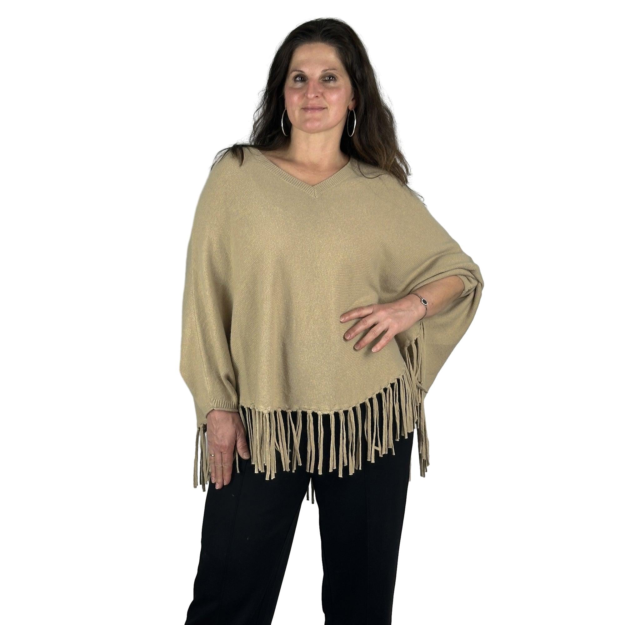 Poncho mit Fransen. Mode von Monari. Seidel Moden Onlineshop
