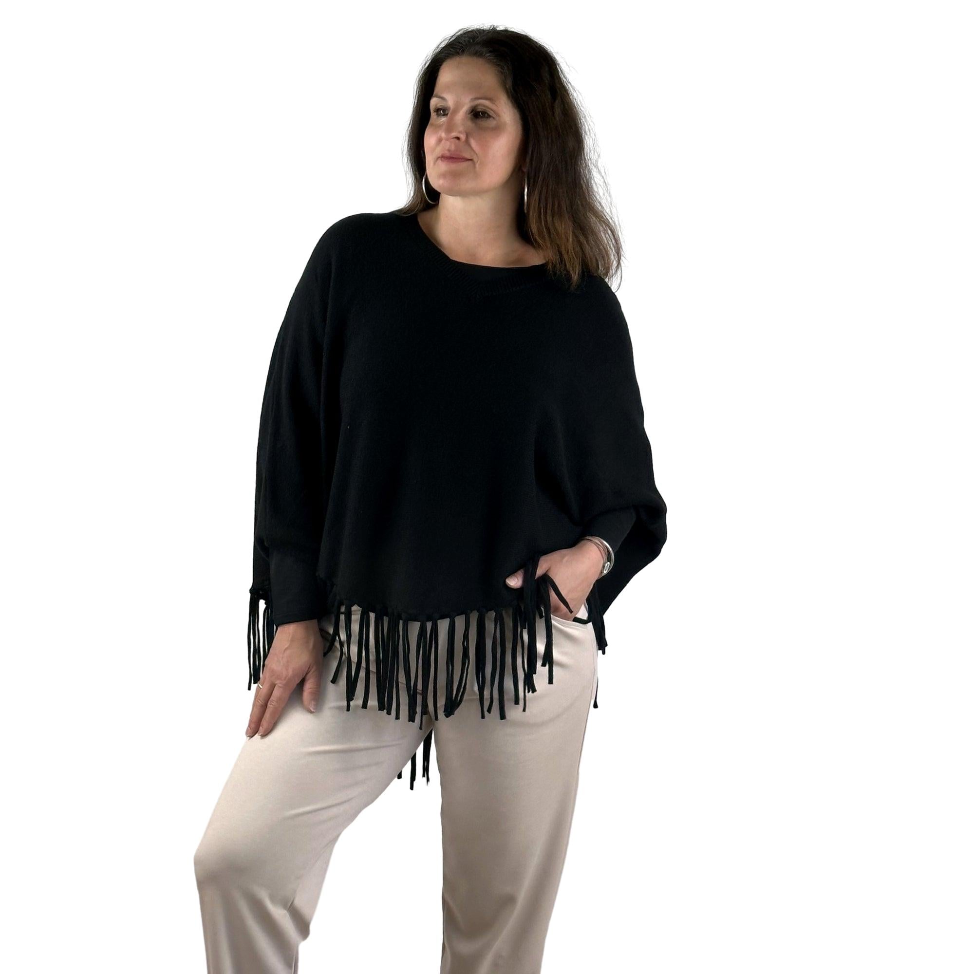 Poncho mit Fransen. Mode von Monari. Seidel Moden Onlineshop