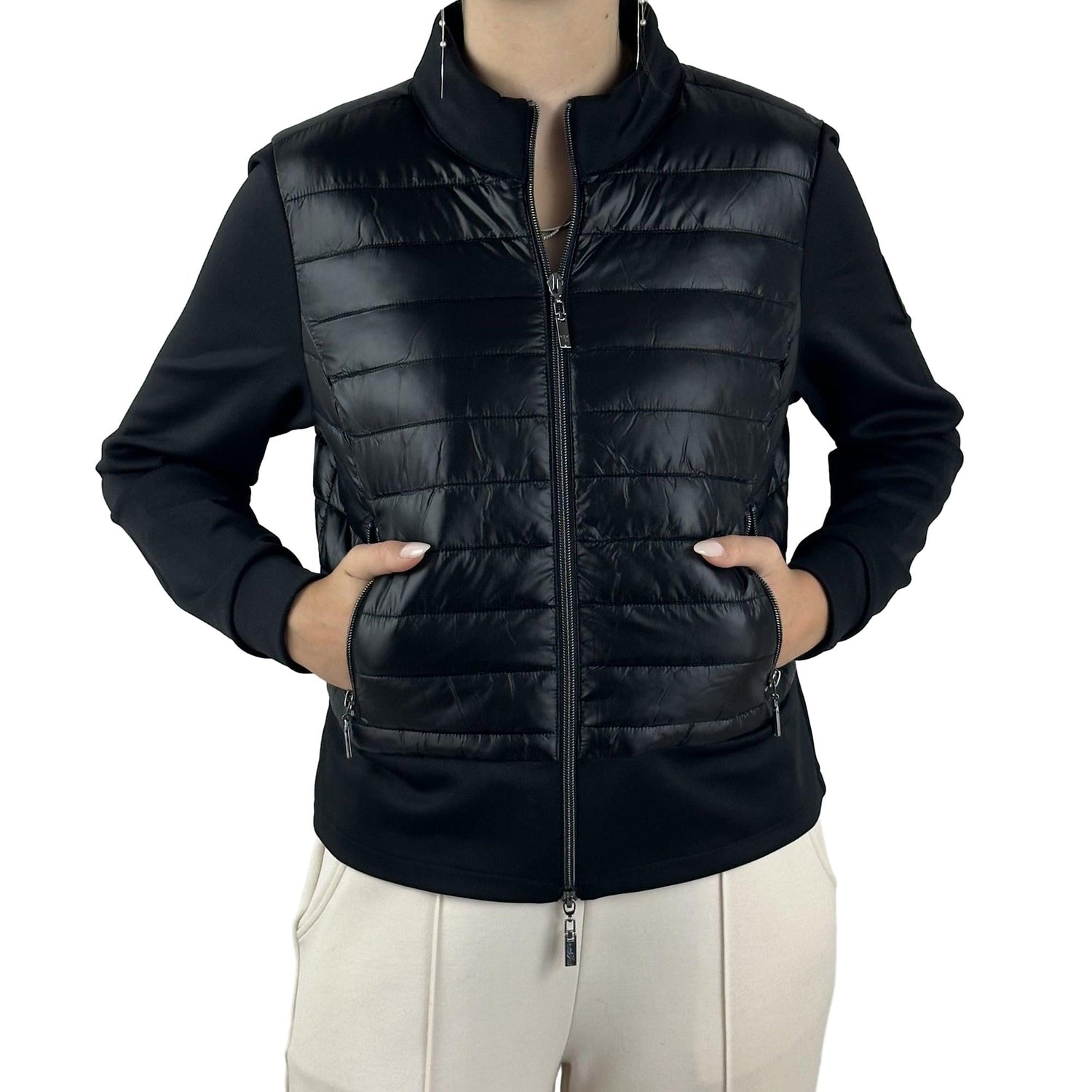 Steppjacke mit Materialmix. Mode von Monari. Seidel Moden Onlineshop