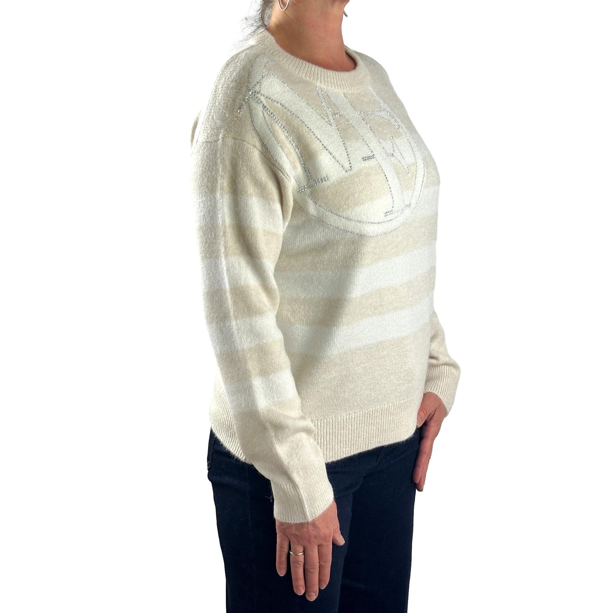 Streifenpullover mit Strass. Mode von Monari. Seidel Moden Onlineshop