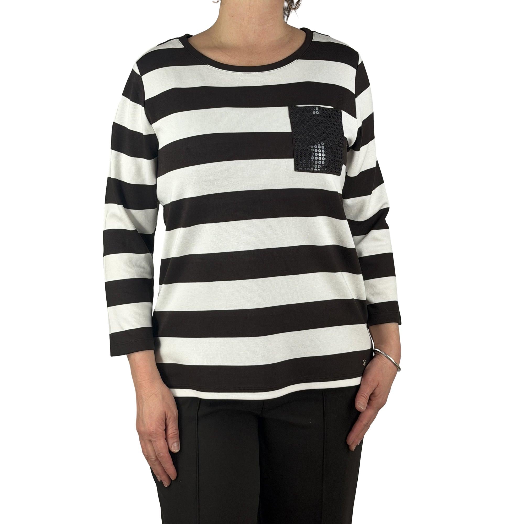 Streifenshirt mit Pailletten - Mode von Monari