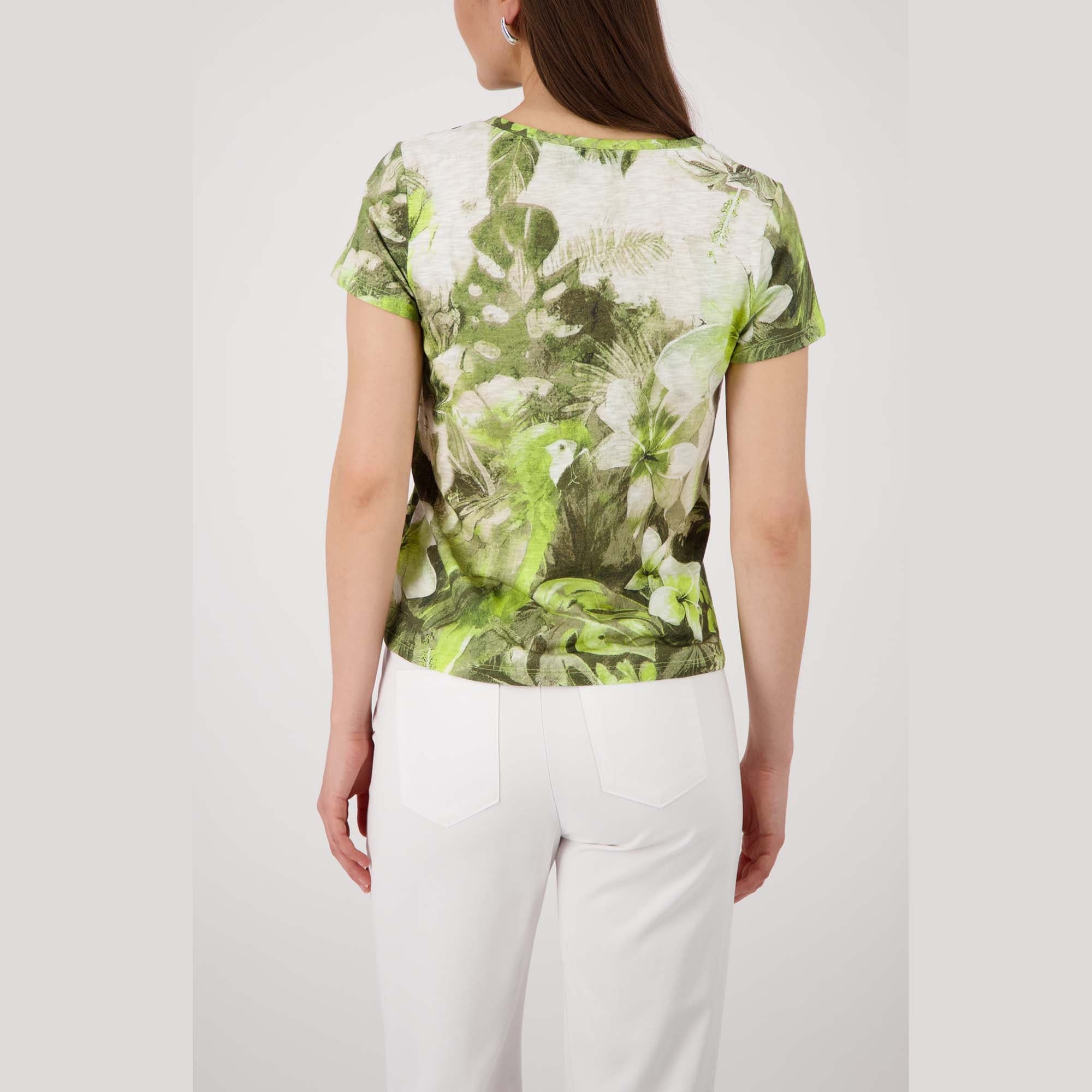 T-Shirt mit tropischen Blumen Muster - Mode von Monari