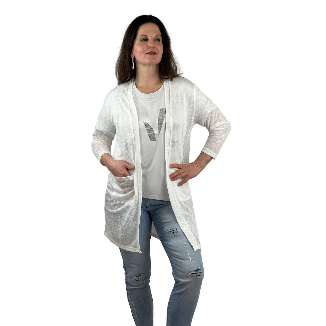 Lange, leichte Strickjacke. Mode von M.X.O. Seidel Moden Onlineshop