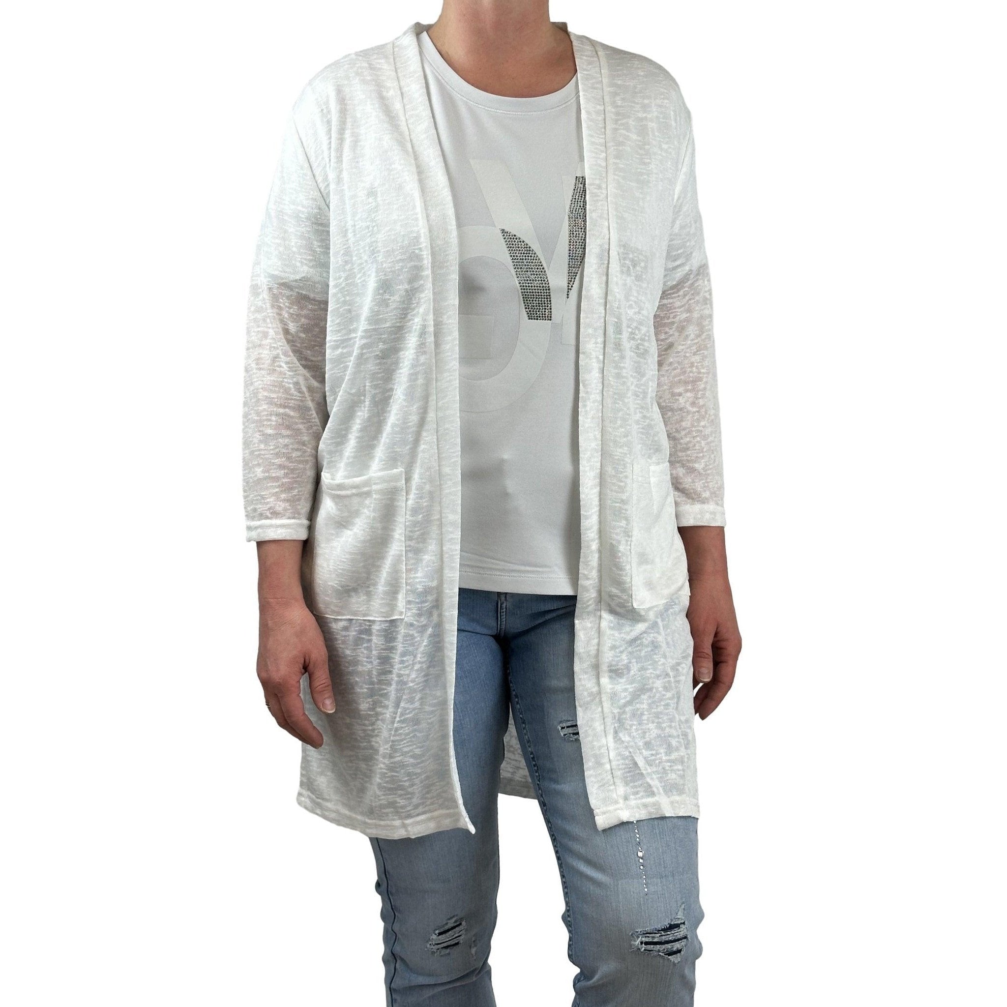 Lange, leichte Strickjacke. Mode von M.X.O. Seidel Moden Onlineshop