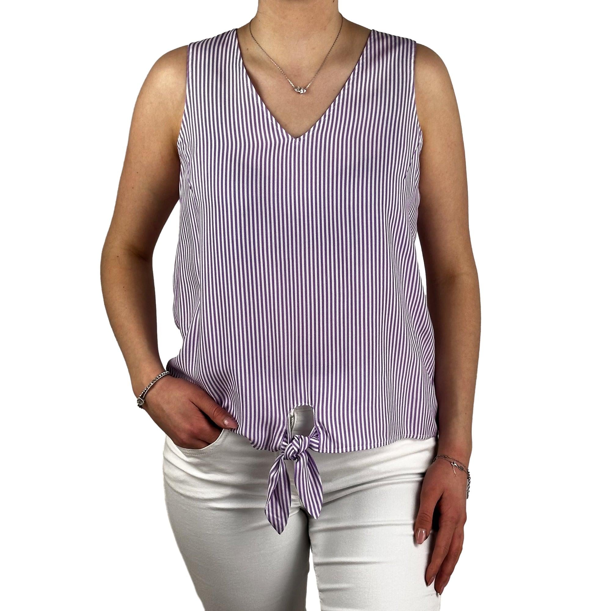 Streifen Top mit V-Ausschnitt. Mode von Seidel. Seidel Moden Onlineshop