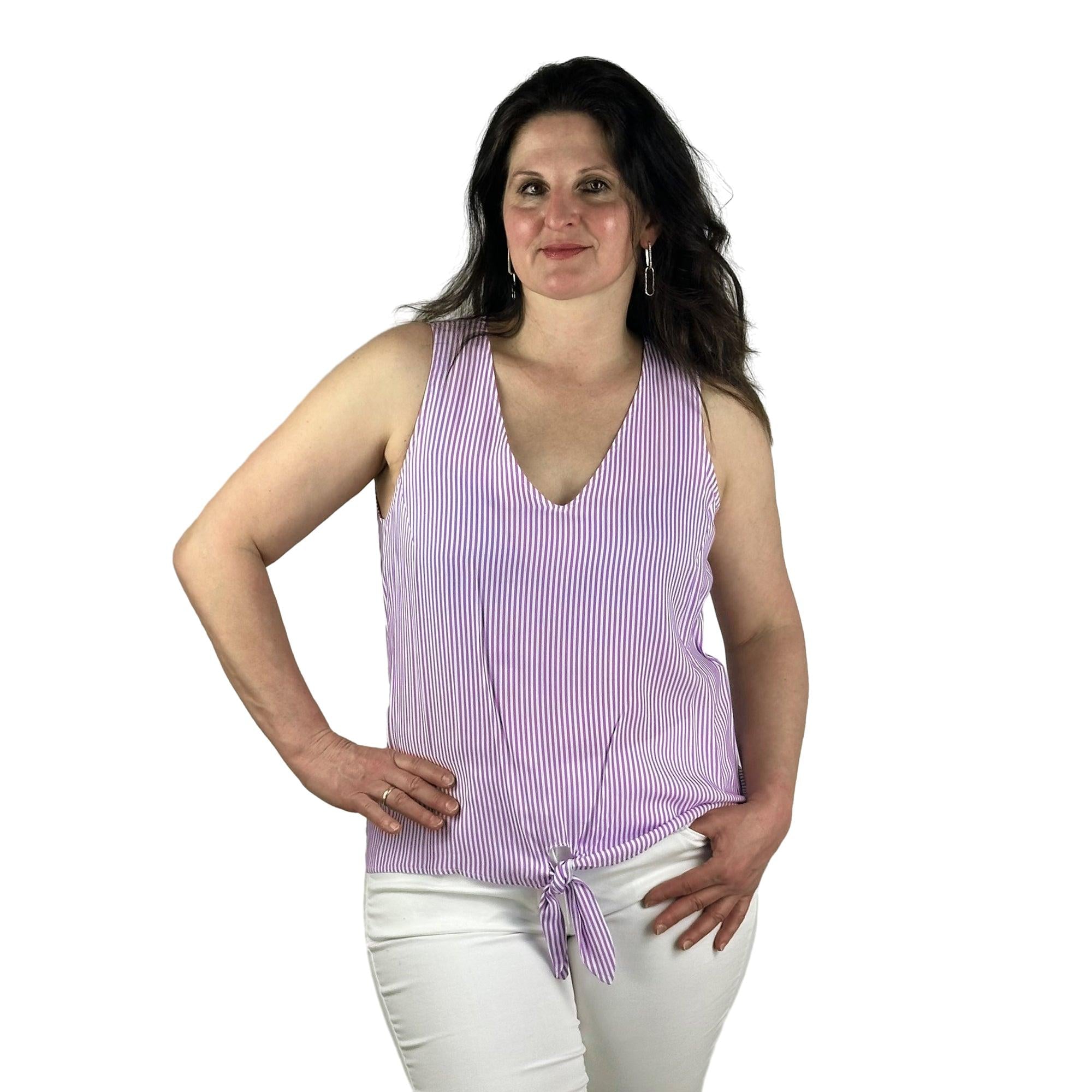 Streifen Top mit V-Ausschnitt. Mode von Seidel. Seidel Moden Onlineshop