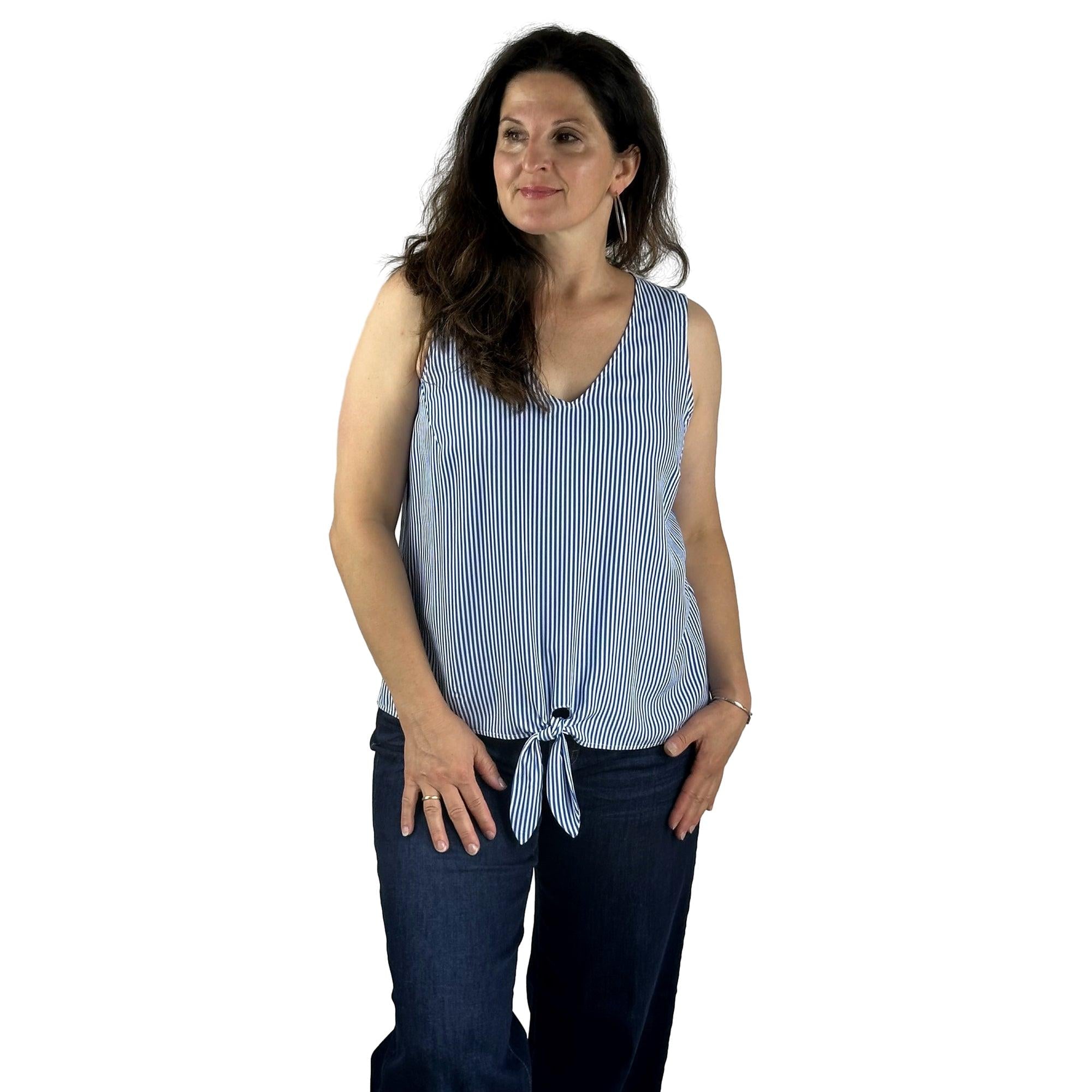 Streifen Top mit V-Ausschnitt. Mode von Seidel. Seidel Moden Onlineshop