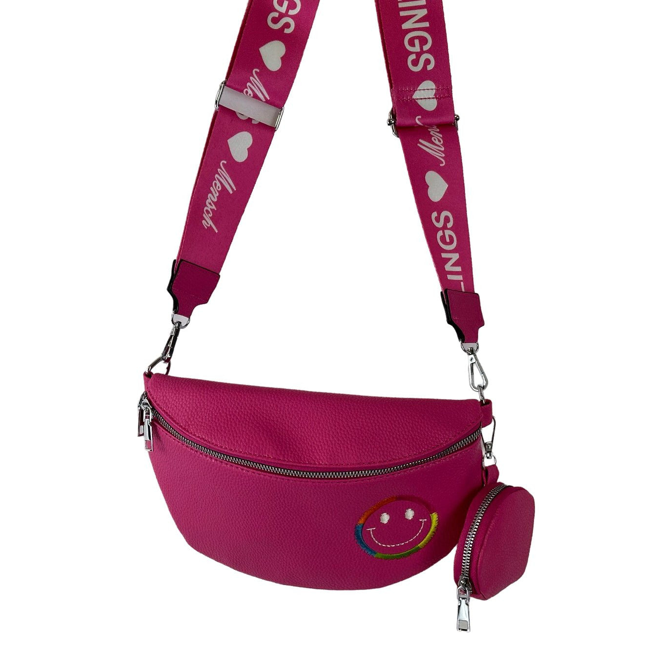 Umhängetasche Smiley mit Reißverschlussfach. Mode von Cassandra. Seidel Moden Onlineshop