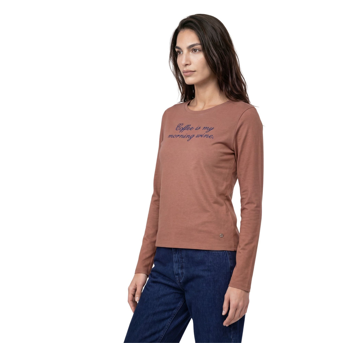 Langarmshirt mit Strassschriftzug - Mode von  Monari