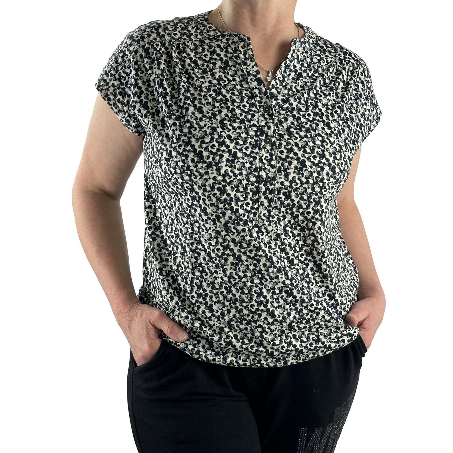 Shirt in Grautönen und Tunnelzug. Mode von Betty &amp; Co. Seidel Moden Onlineshop