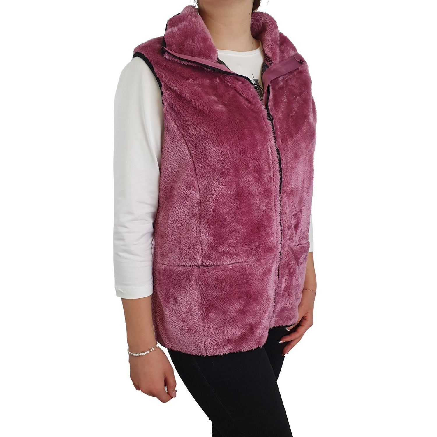 Fleeceweste mit großen Kragen. Mode von Hajo. Seidel Moden Onlineshop