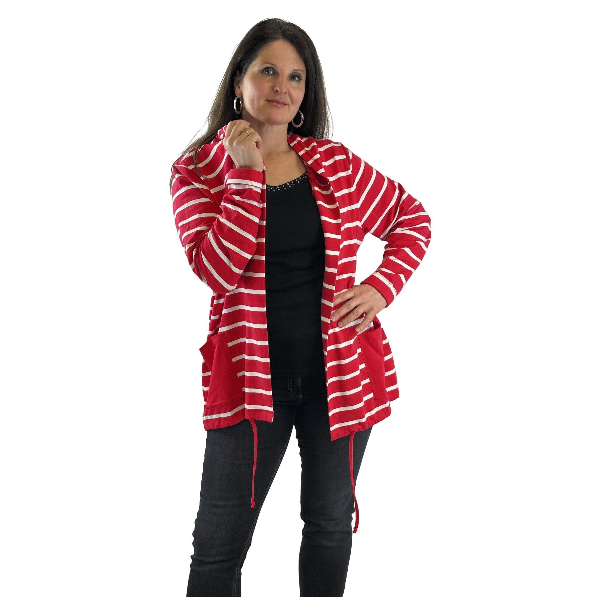Sweatjacke mit Streifen. Mode von Marble. Seidel Moden Onlineshop