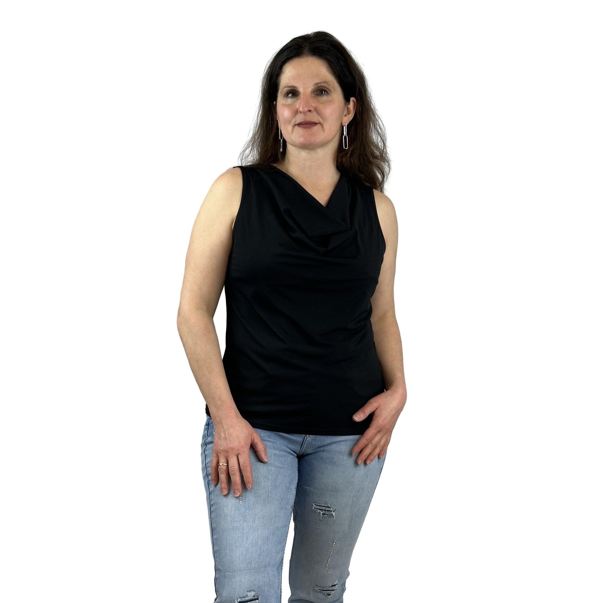 Top mit Wasserfall-Ausschnitt. Mode von Marinello. Seidel Moden Onlineshop