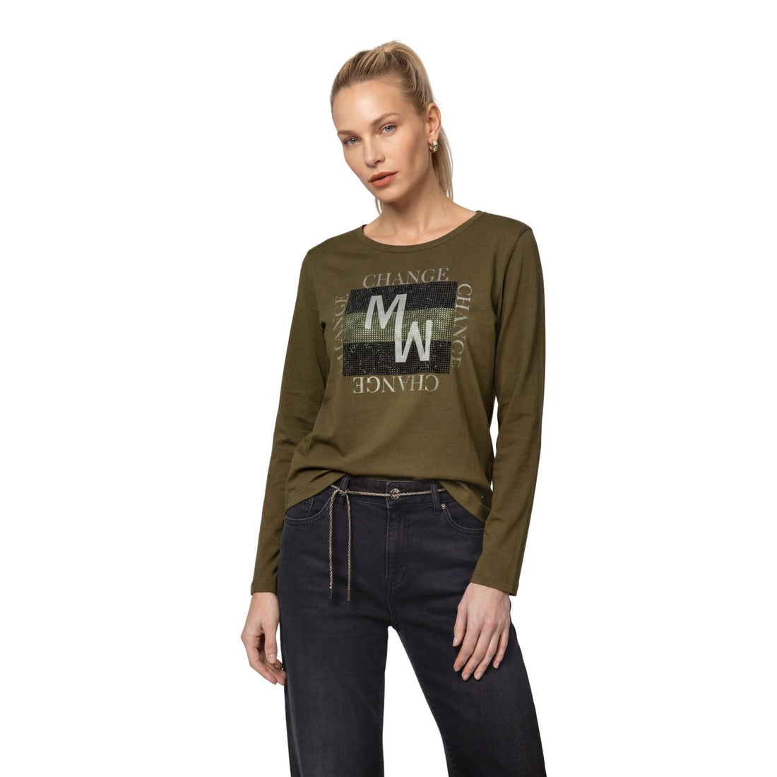 Langarmshirt mit Schmuckdetails - Mode von Monari