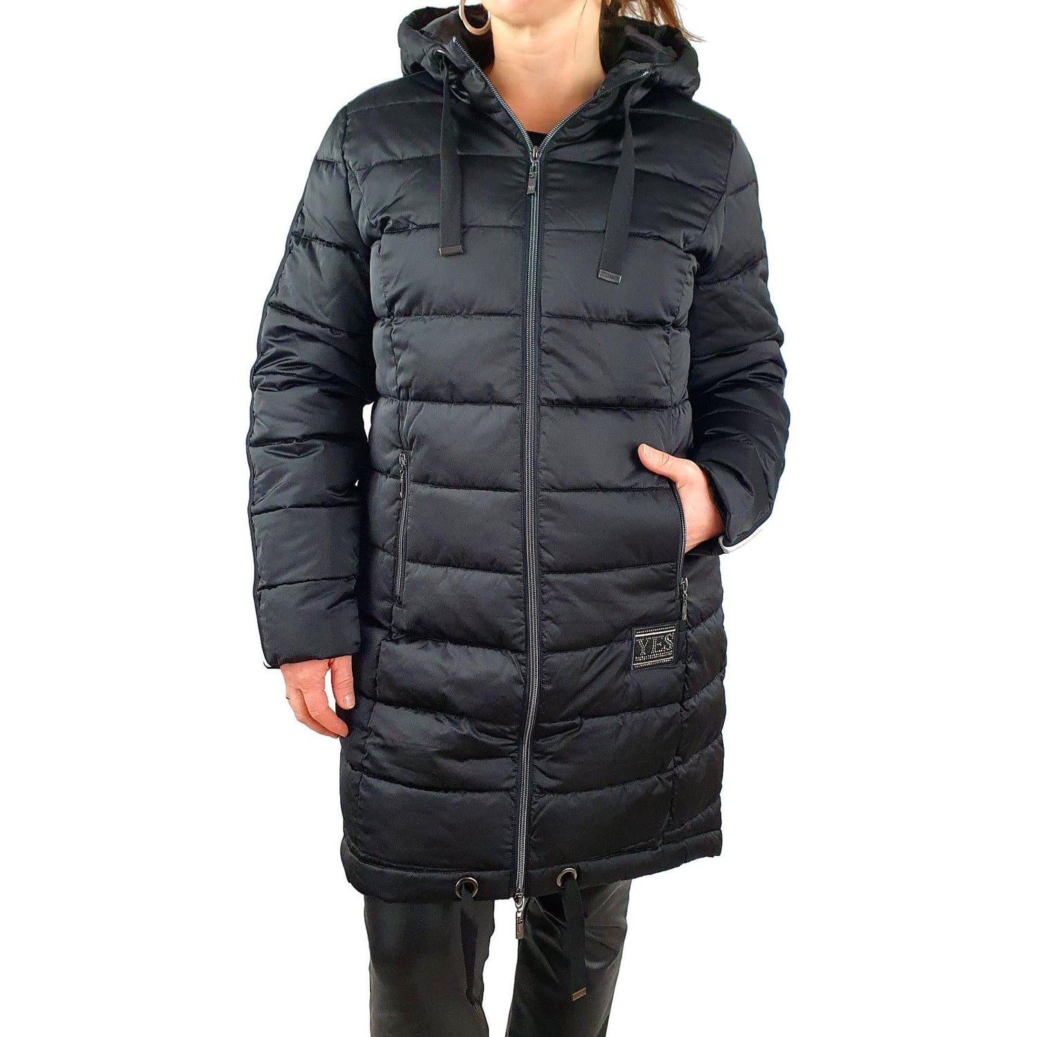 Lange Steppjacke mit Galonstreifen. Mode von Monari. Seidel Moden Onlineshop