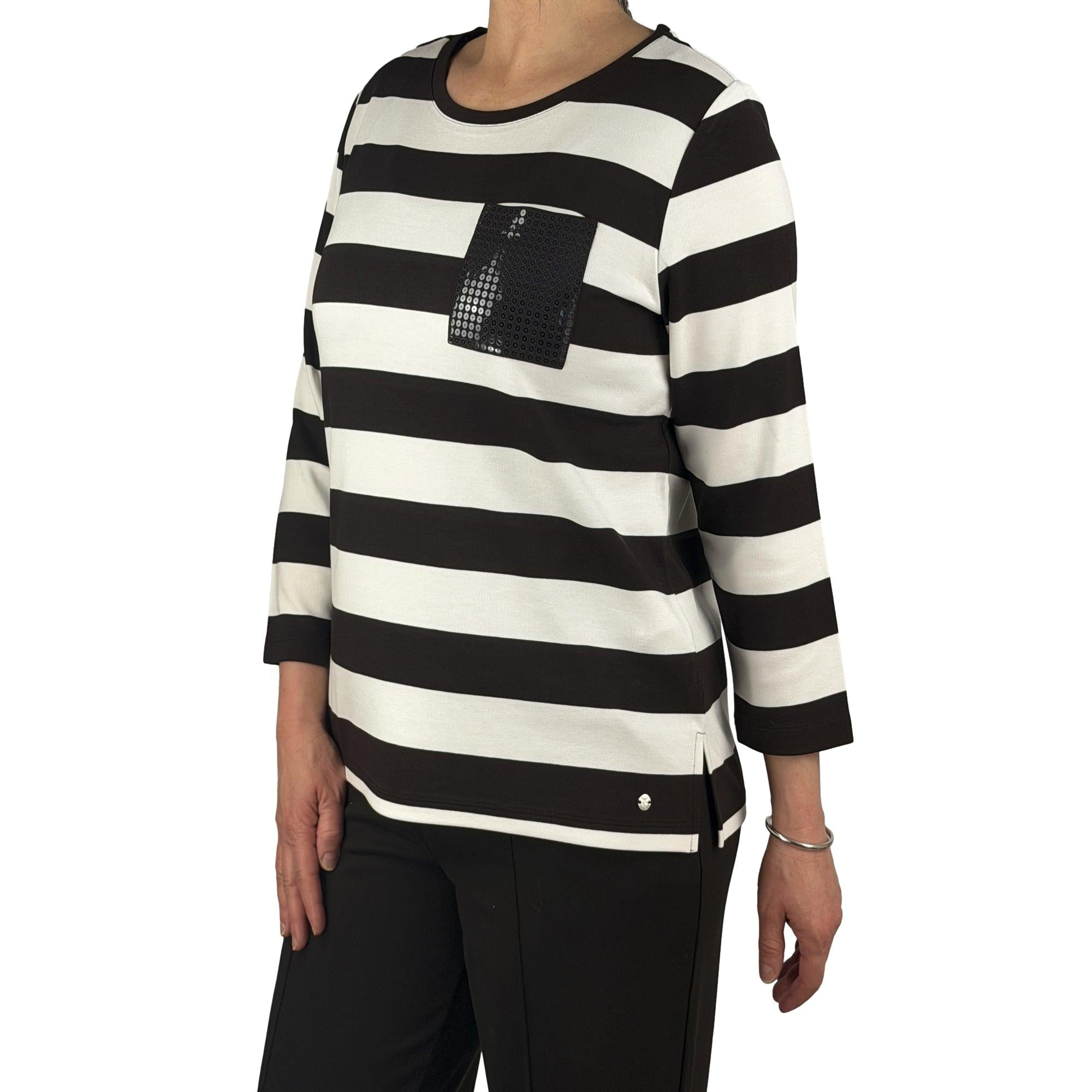 Streifenshirt mit Pailletten - Mode von Monari