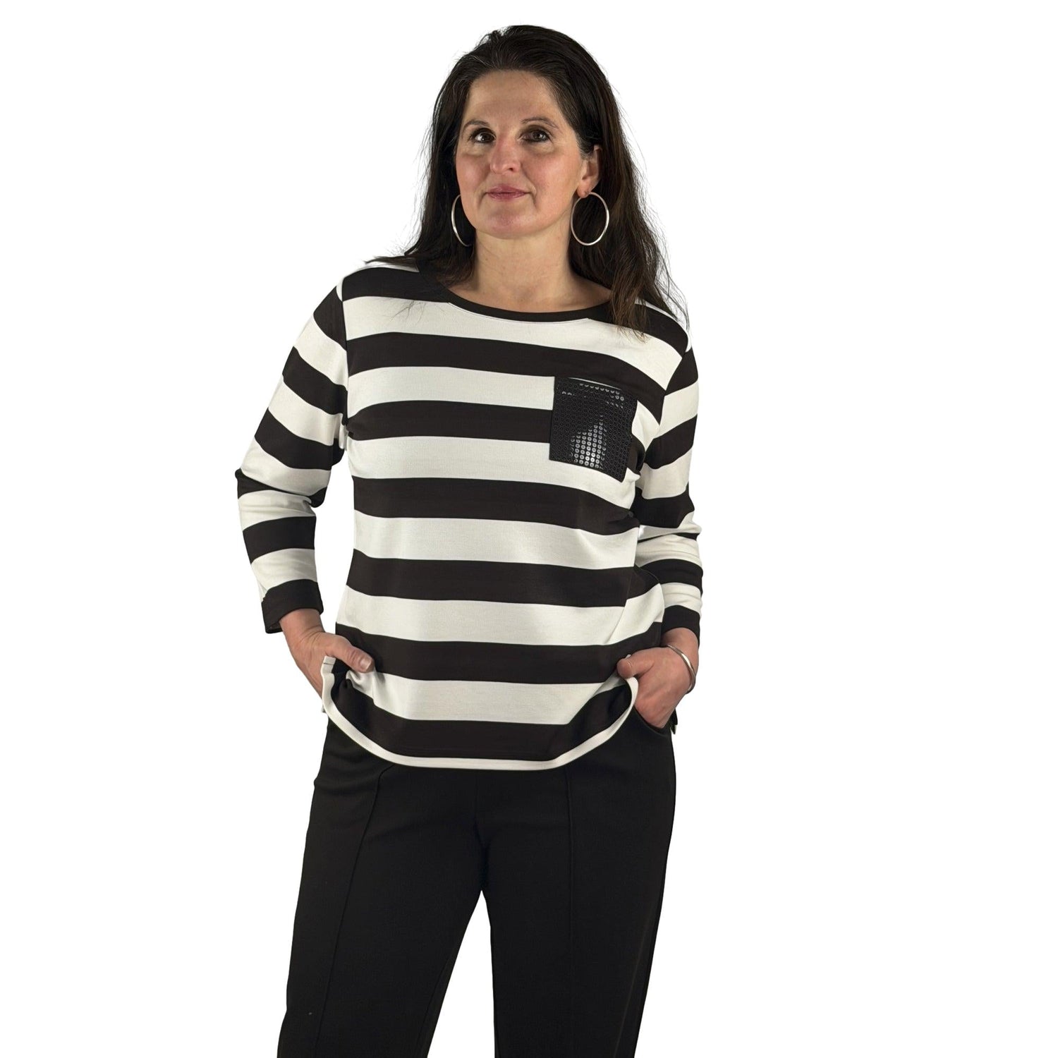 Streifenshirt mit Pailletten - Mode von Monari