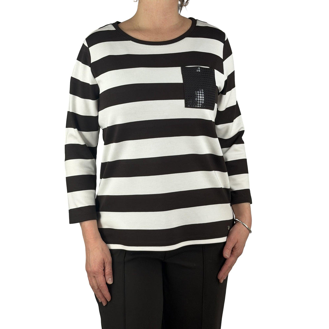 Streifenshirt mit Pailletten - Mode von Monari