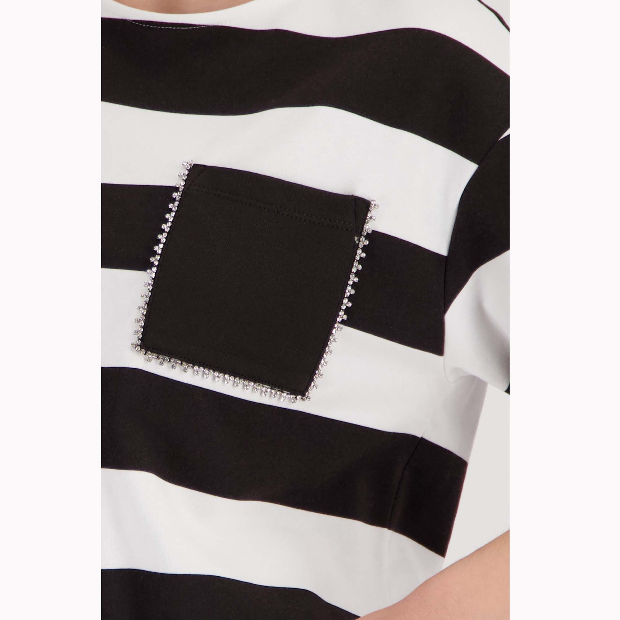 Sweatshirt mit Streifen und Schmuckdetails - Mode von Monari