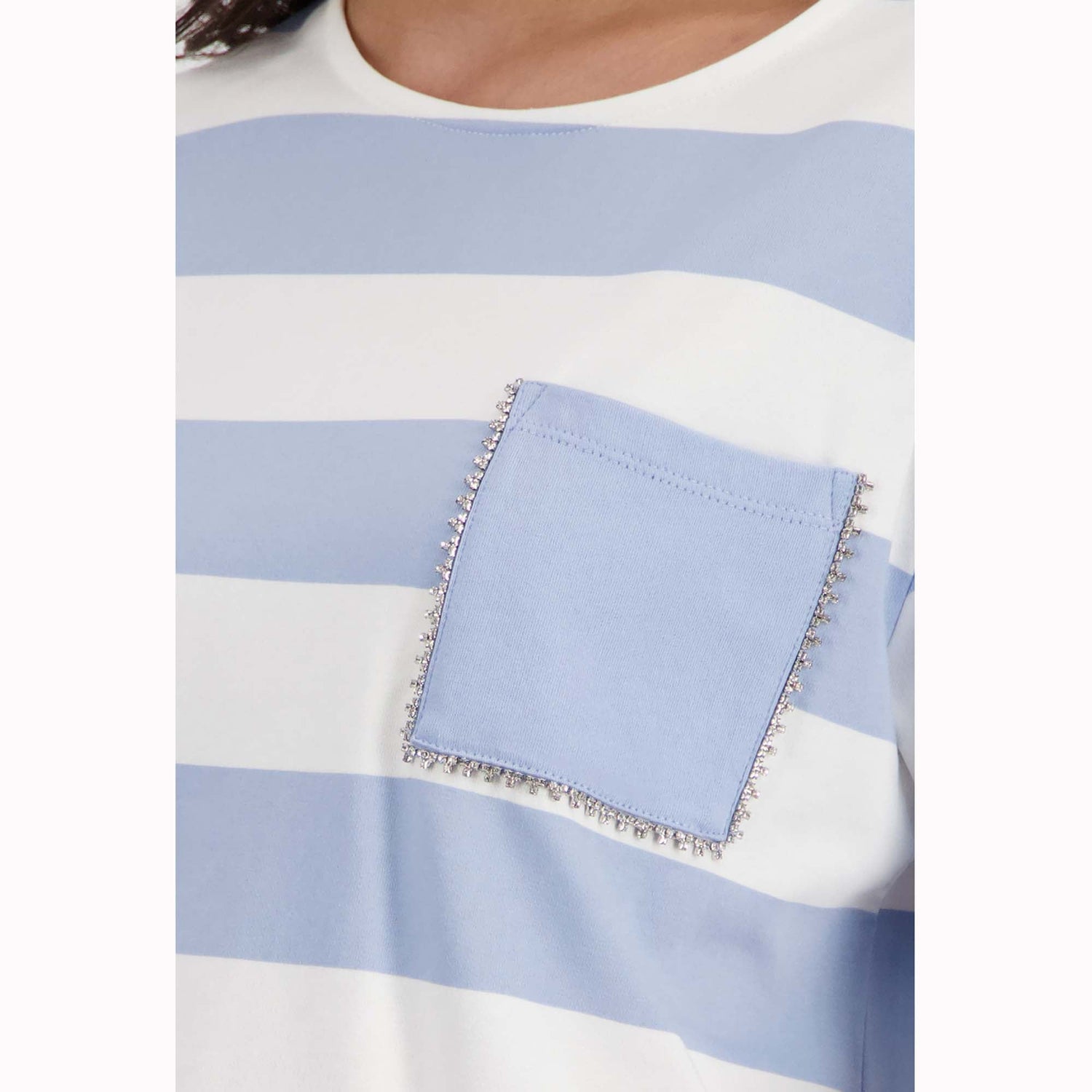 Sweatshirt mit Streifen und Schmuckdetails - Mode von Monari