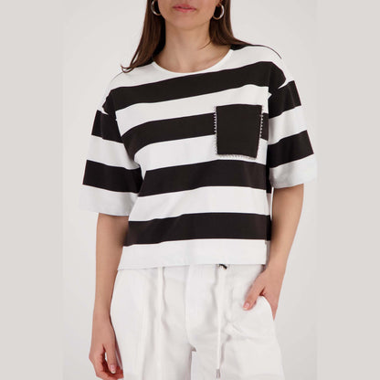 Sweatshirt mit Streifen und Schmuckdetails - Mode von Monari