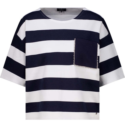 Sweatshirt mit Streifen und Schmuckdetails - Mode von Monari