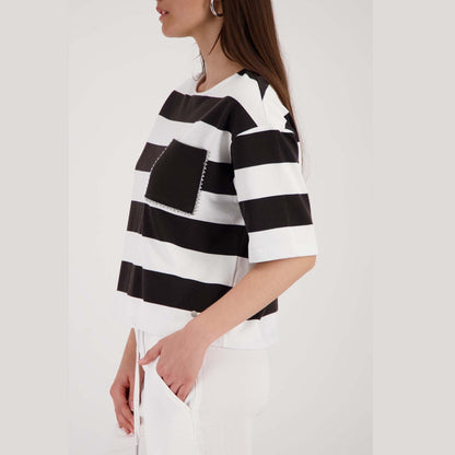Sweatshirt mit Streifen und Schmuckdetails - Mode von Monari