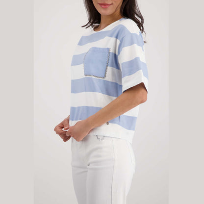 Sweatshirt mit Streifen und Schmuckdetails - Mode von Monari