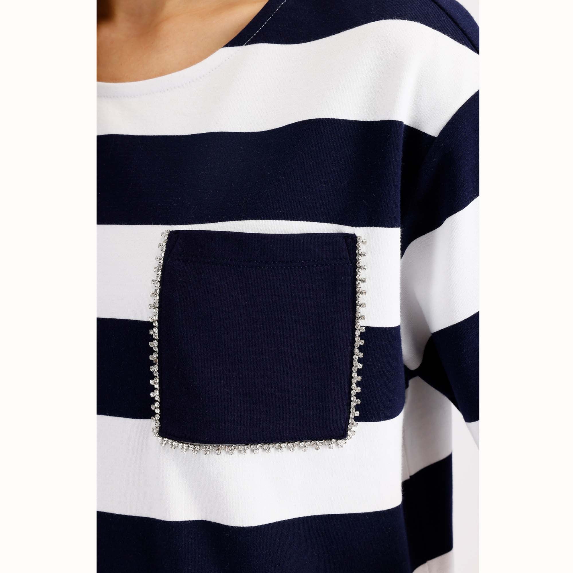 Sweatshirt mit Streifen und Schmuckdetails - Mode von Monari