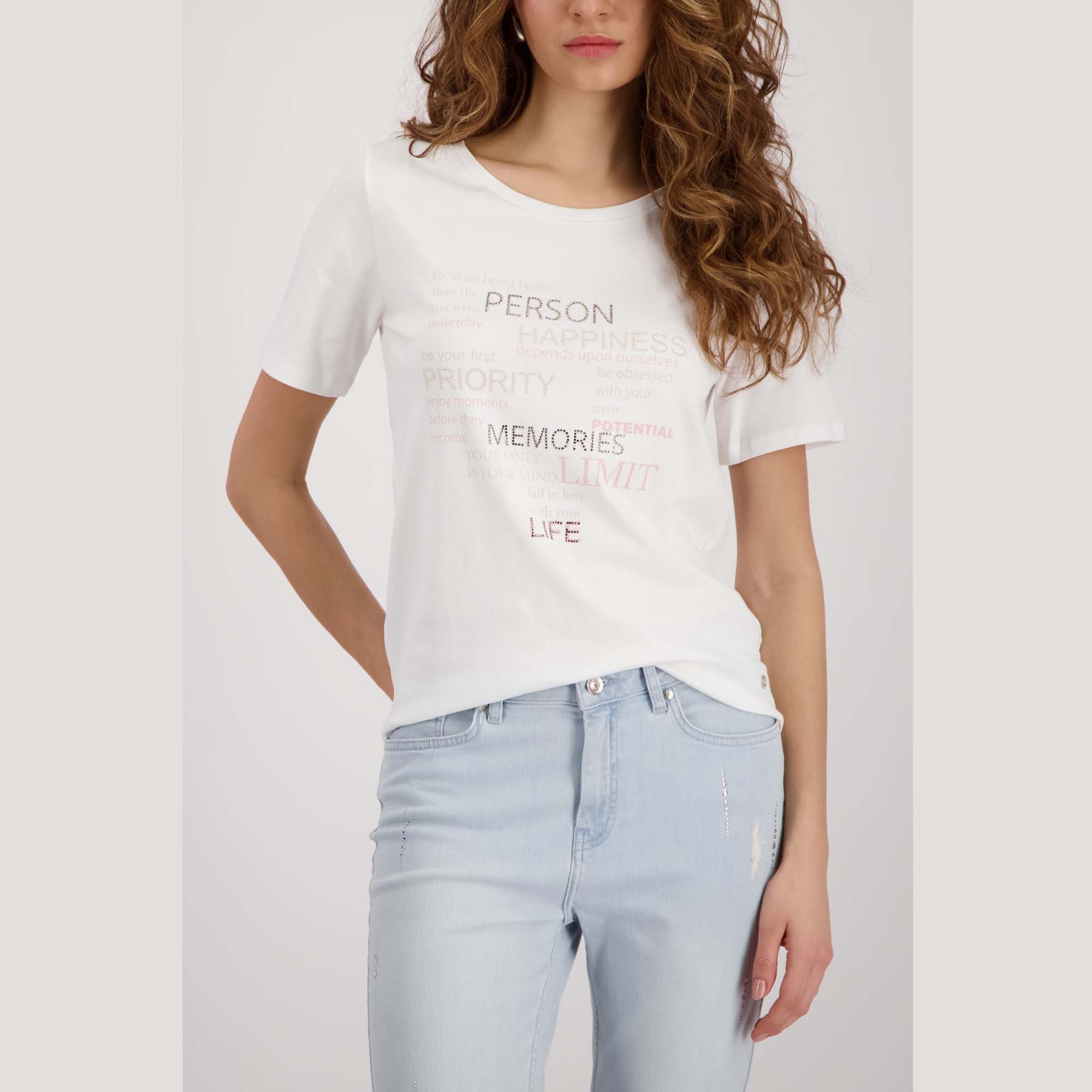 T-Shirt mit Strassschrift - Mode von Monari