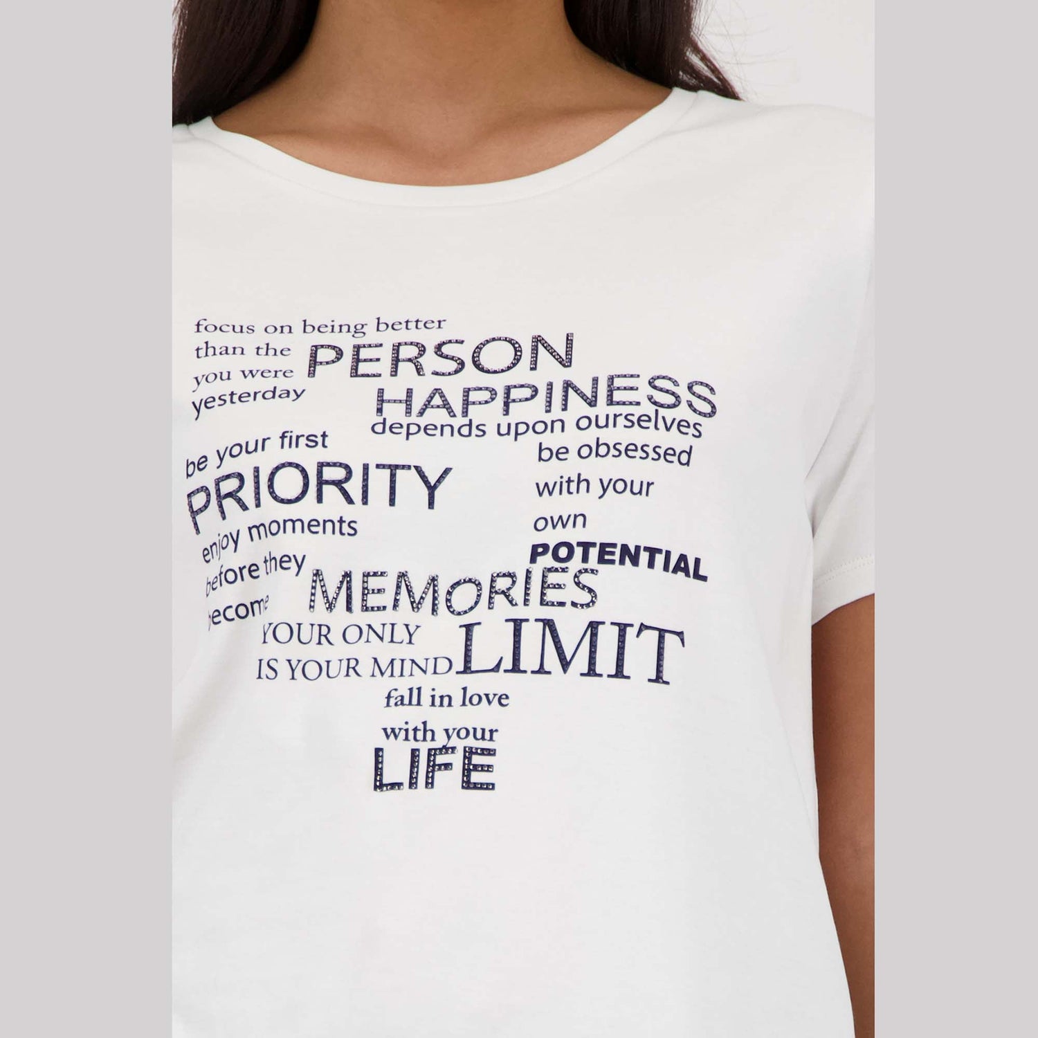 T-Shirt mit Strassschrift - Mode von Monari