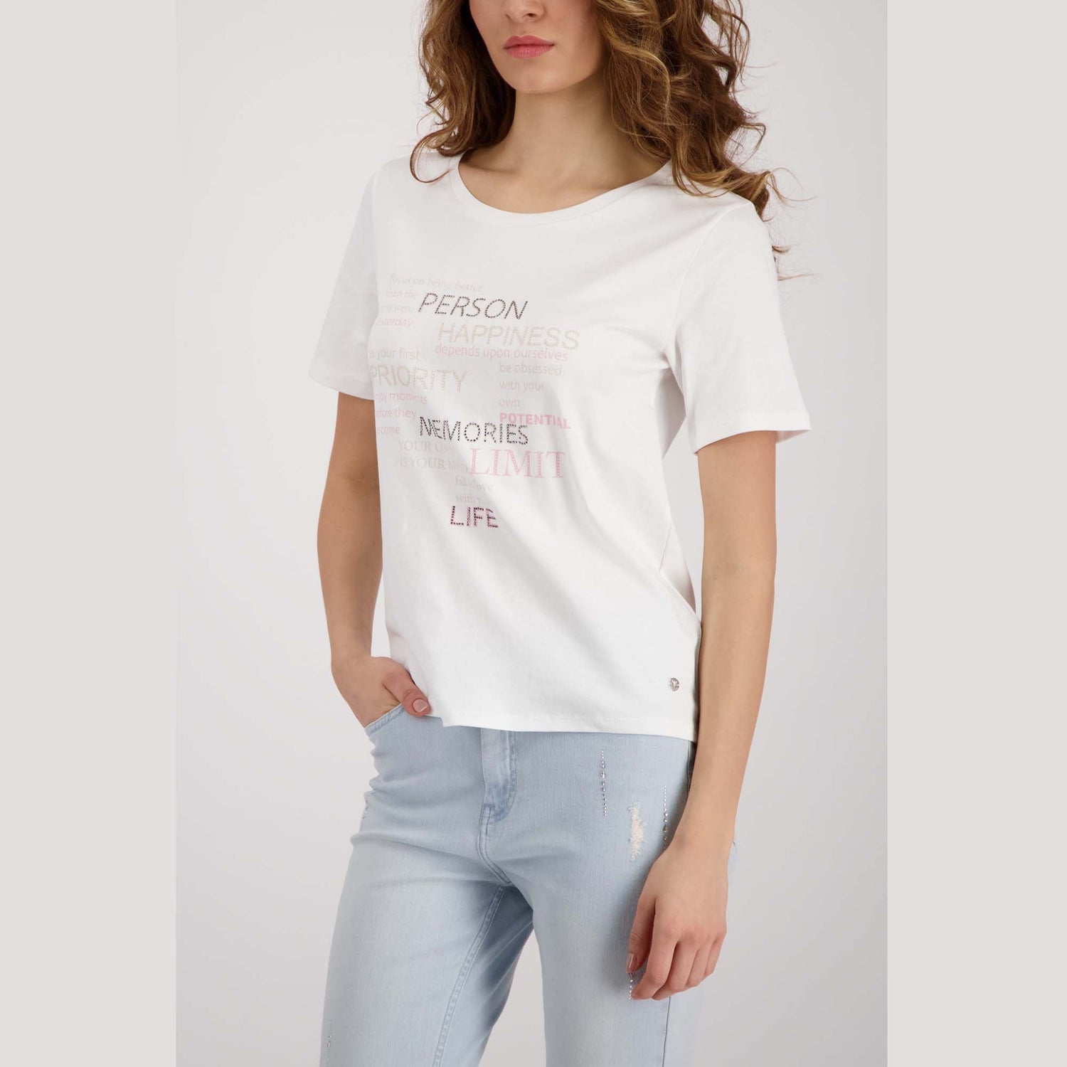 T-Shirt mit Strassschrift - Mode von Monari