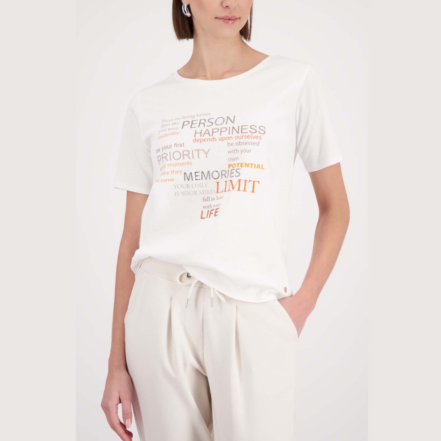 T-Shirt mit Strassschrift - Mode von Monari
