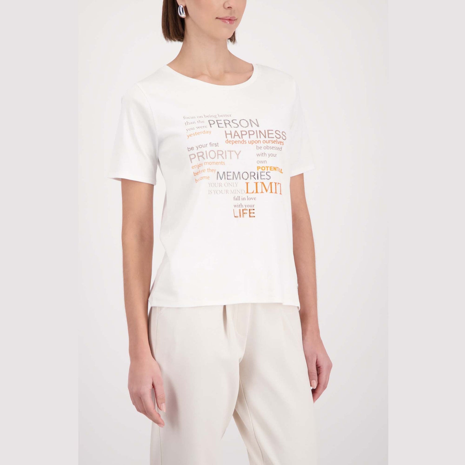 T-Shirt mit Strassschrift - Mode von Monari