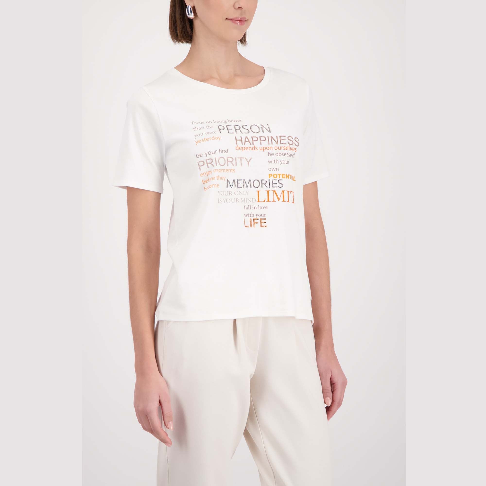 T-Shirt mit Strassschrift - Mode von Monari