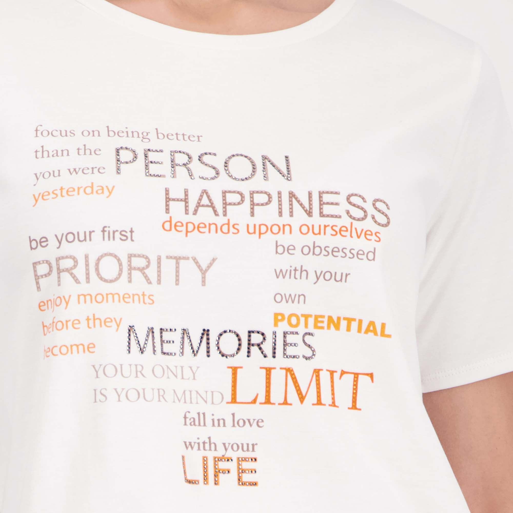 T-Shirt mit Strassschrift - Mode von Monari