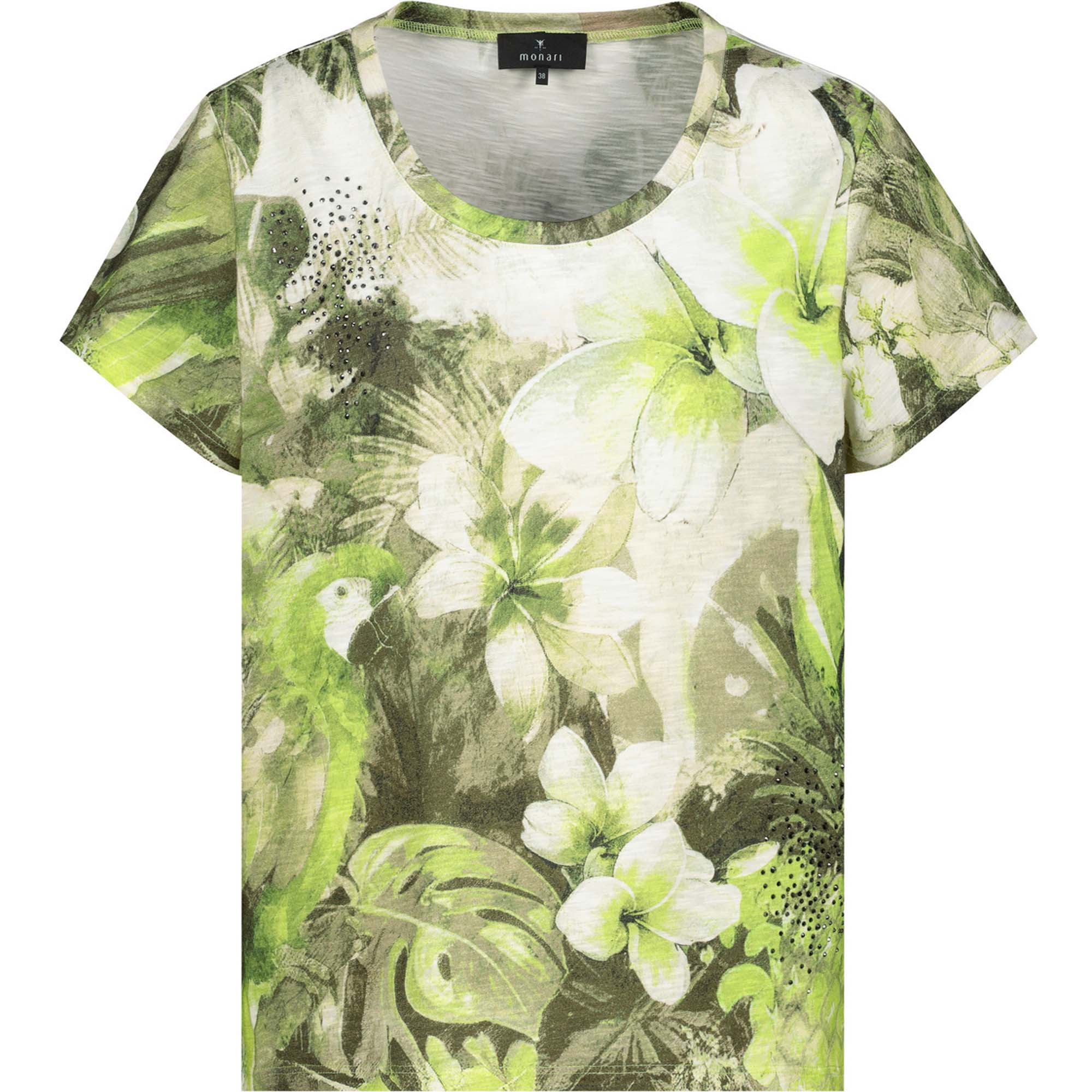 T-Shirt mit tropischen Blumen Muster - Mode von Monari